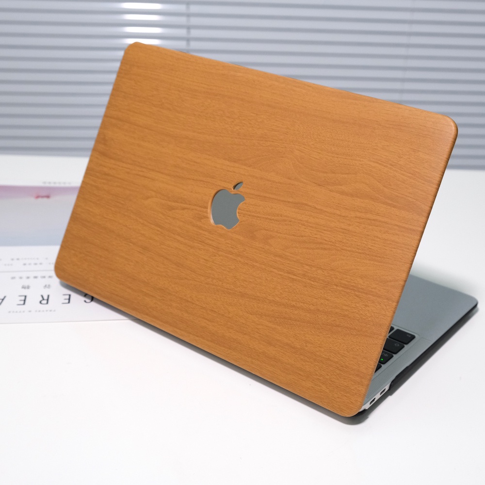 木紋保護殼適用於MacBook Air Pro 13 14 16吋帶M2 M1芯片防摔保護殼帶注音鍵盤膜/螢幕貼/防塵塞