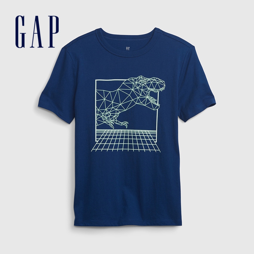 Gap 男童裝 印花短袖T恤-藍色(593388)