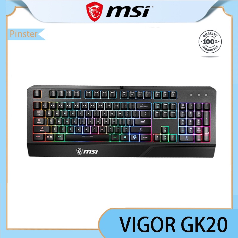 ☬Msi GK20 黑色有線 RGB 膜鍵盤, 用於遊戲☂