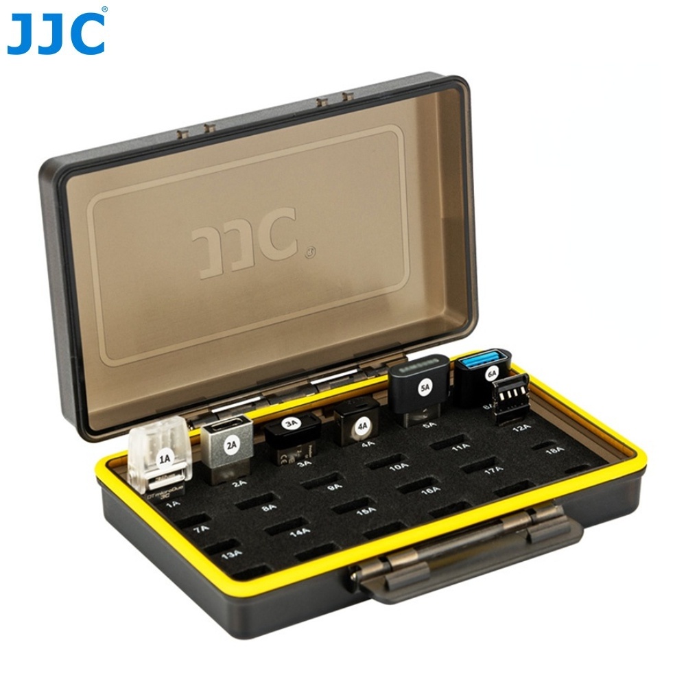 JJC USB隨身碟收納盒 拔插式U盤保護盒 24個插槽可收納 20 USB隨身碟 4 Type-C 隨身碟