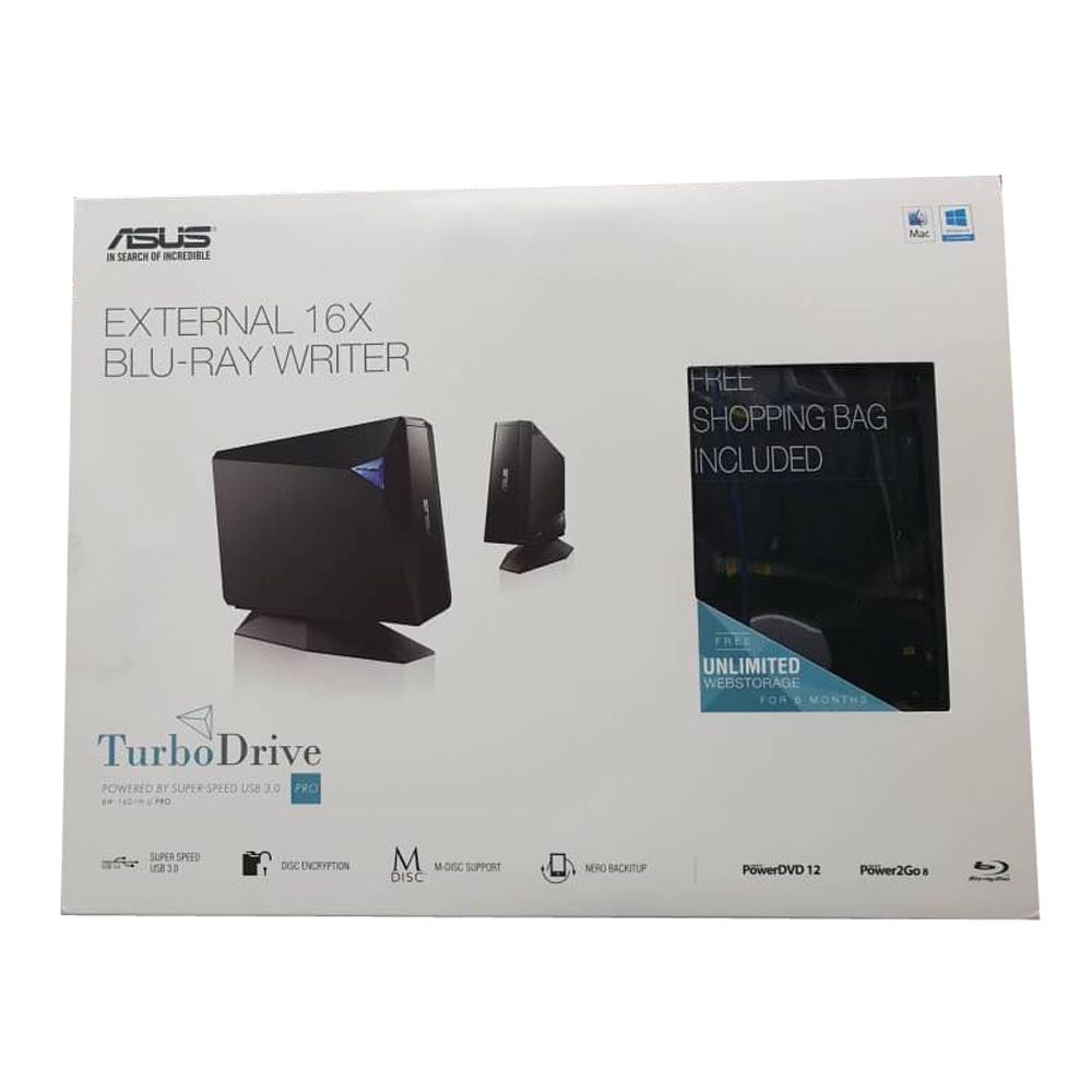 華碩 ASUS Turbo Drive BW-16D1H-U PRO 16X 外接BLU-RAY藍光燒錄機(平行進口)