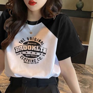 【Wik】短袖 T恤 女 🎀拚接純棉正肩短袖T恤女寬鬆ins上衣女夏季新款設計感小眾小衫體恤