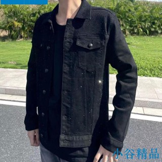 ✨小谷精品✨最新熱銷秋季新款滿天星燙鑽牛仔外套網紅蘇六同款緊身夾克百搭顯瘦上衣男
