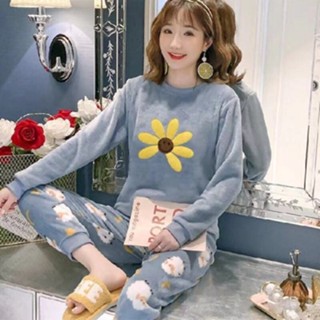 可愛女生睡衣套裝 優質特價 -可愛睡衣女冬珊瑚絨韓版卡通甜美秋冬季法蘭絨學生冬天家居服套裝-流行睡衣居家服 ins 兩件