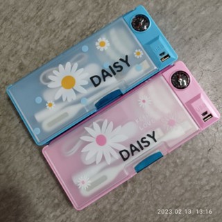 Ax1 特殊雙層 磁吸 充電 USB 鉛筆盒 風扇 檯燈 雙層 鉛筆盒 LED 筆盒 筆袋 花朵花 植物 行動電源 透明
