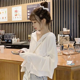 【YW】短款連帽衛衣女 新款韓版學生長袖防曬上衣 薄款外套 連帽防曬外套 薄外套 女生外套 短外套 短上衣