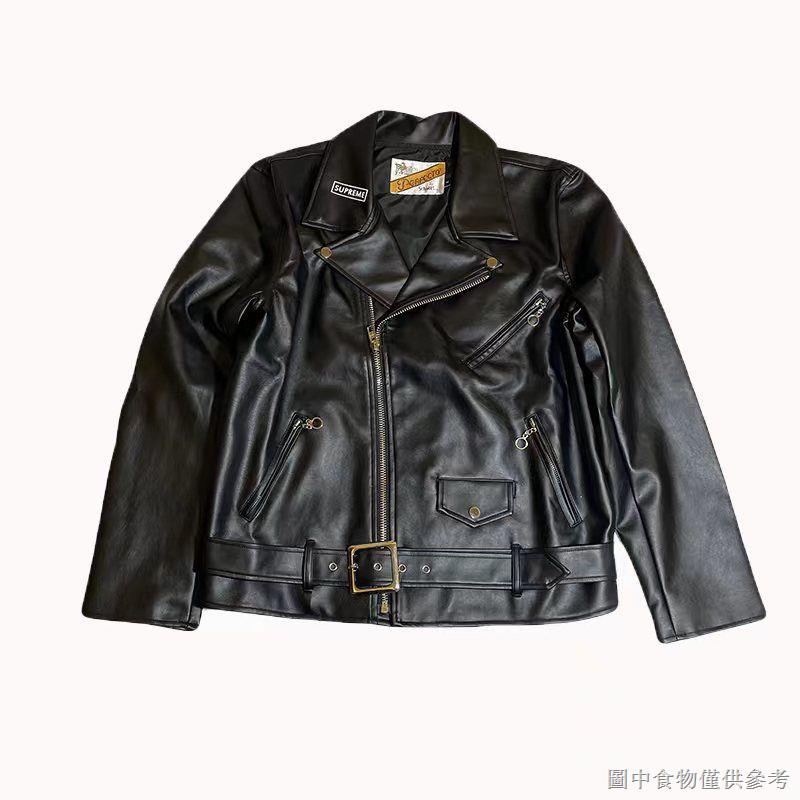 【歐美翻領寬鬆皮外套】【新款春季】Supreme Schott The Crow Leather烏鴉漫畫聯名皮衣夾克外套