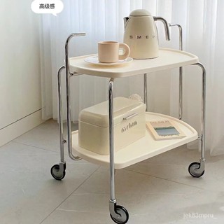 『MOKA®摩卡』架子 置物架 收納 推車 茶几 網紅ins傢用小推車置物架邊幾北歐小戶型客廳雙層可移動中古茶幾