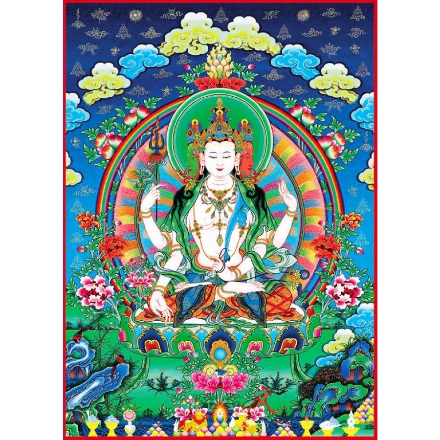 結緣殊勝佛陀畫像密宗不空絹索觀音佛像見解脫西藏手繪唐卡掛畫圖