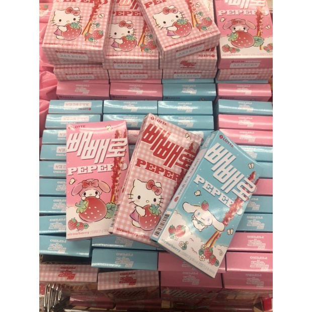 LOTTE sanrio 樂天巧克力棒 Hello kitty pepero 草莓 37g 韓國零食