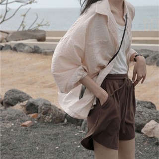 【YW】複古港味棉麻襯衫 女生襯衫 薄款法式慵懶寬鬆上衣 設計感小眾防曬外套 襯衫外套 薄外套 百搭 女裝