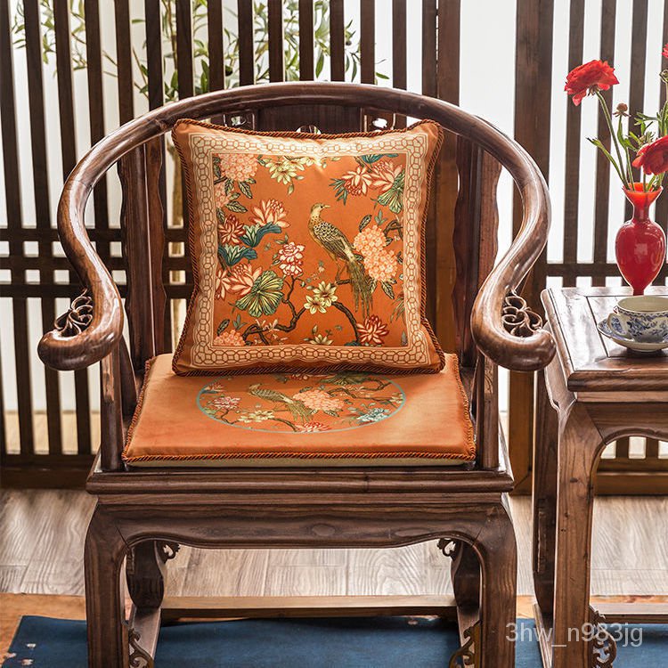 山繡球 紅木圈椅座墊 太師椅墊 中式紅色喜慶中國風訂製加厚