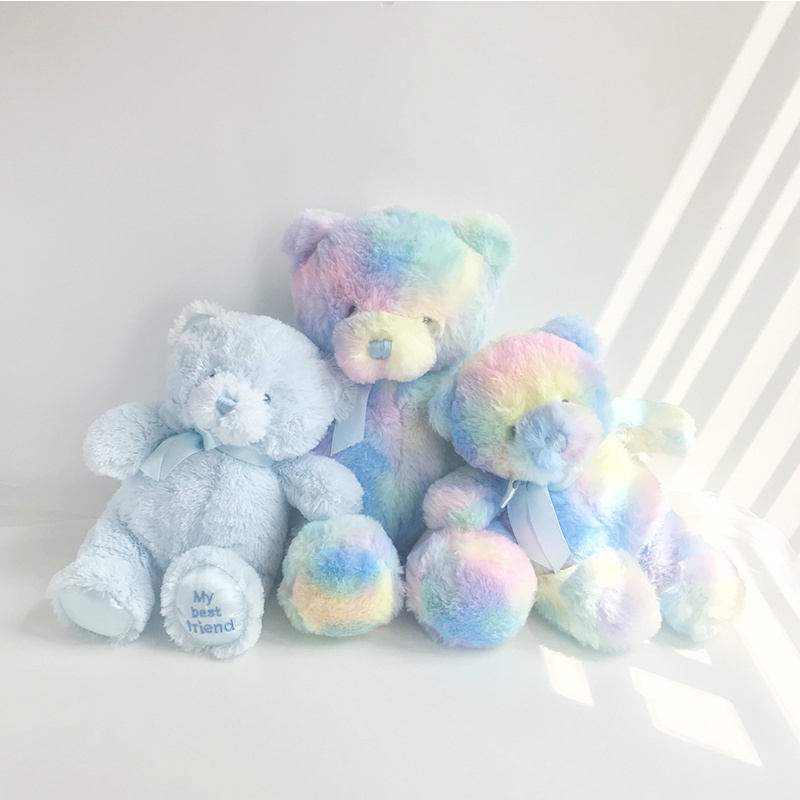 新品下殺✨28/36 厘米泰迪熊毛絨玩具高品質彩色領結軟毛絨動物熊娃娃玩具女孩男孩嬰兒禮物