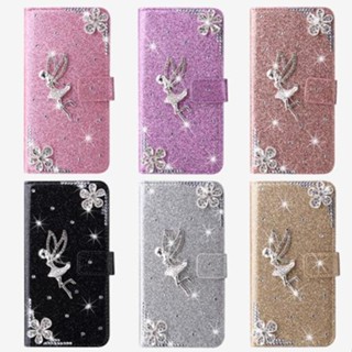 熱賣·新品·水鑽天使 掀蓋閃粉皮套 適用三星Note20 Ultra 10 Lite Note9 8 磁吸翻蓋手機套 防