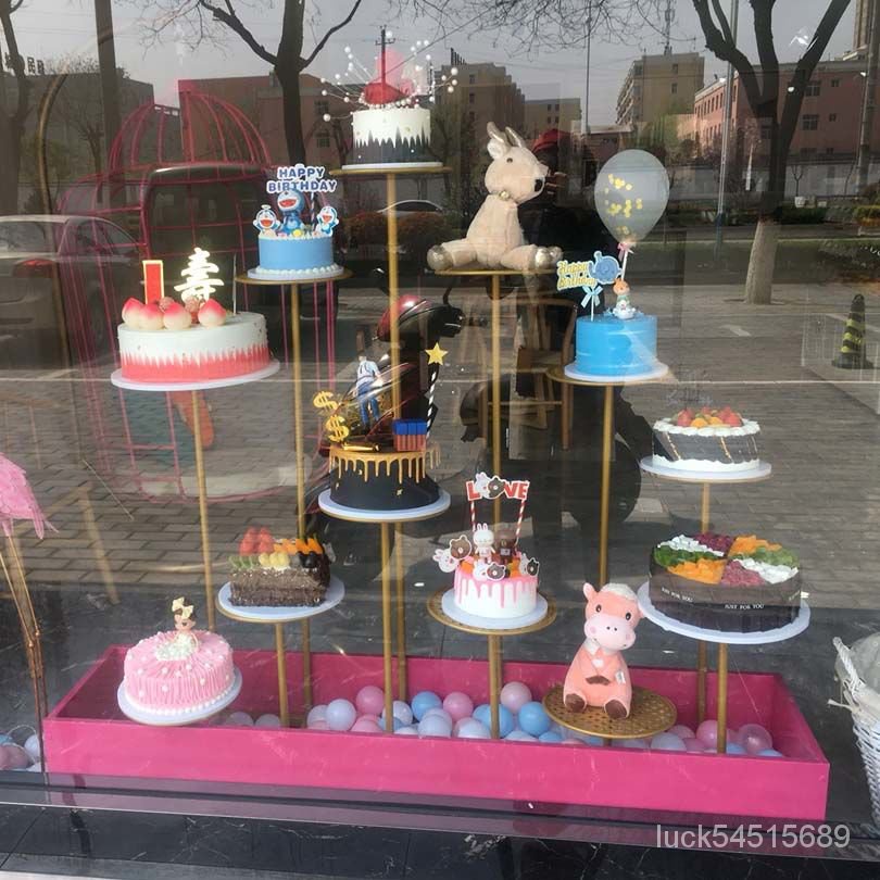 破損補發 免費開票歐式新款鐵藝多層蛋糕架子甜品臺展示架創意櫥窗陳列架商店模型架 NWWZ
