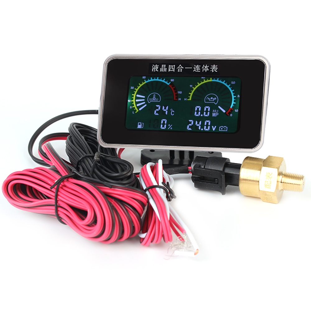 儀表板電壓表水溫表 LCD 汽車數字油壓表數字顯示傳感器 4 合 1  保固 原廠
