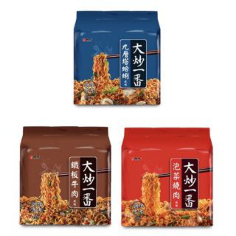 維力 大炒一番 鐵板牛肉/九層塔蛤蜊/泡菜燒肉 風味泡麵 （85g*4入）