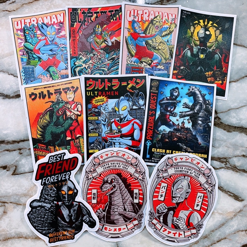 💜單張‼️奧特曼💜防水貼紙 鹹蛋超人 超人力霸王 行李箱貼紙 安全帽 筆電貼紙 潮流貼紙 日本 浮世繪 哥吉拉 拉麵