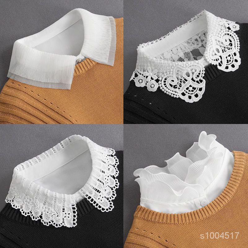 【優選好物】春鞦鼕季毛衣裝飾假領子女百搭假領多功能襯衫假衣領黑白色荷葉邊aejgir MMJX