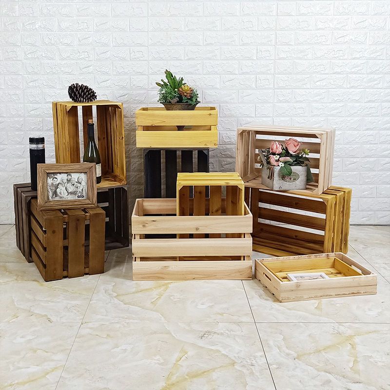 箱 收納箱 儲物箱 實木收納箱儲物箱長方形傢用超大裝飾水果複古收納攝影大小木箱子 AZGA