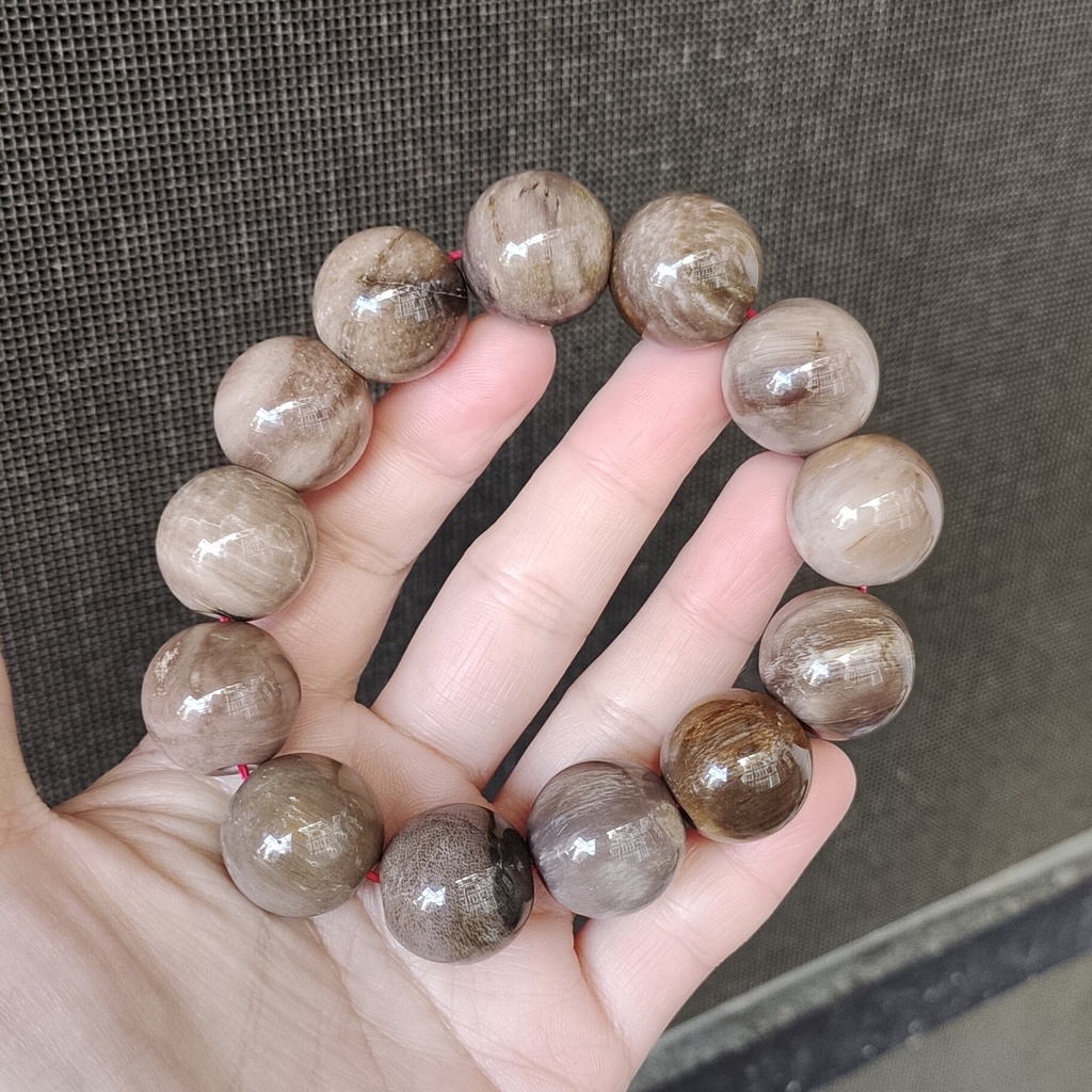 《瑜坊》天然樹化玉 木化石 木化玉 手珠 NO.21 約 18 mm ✽ 13 顆