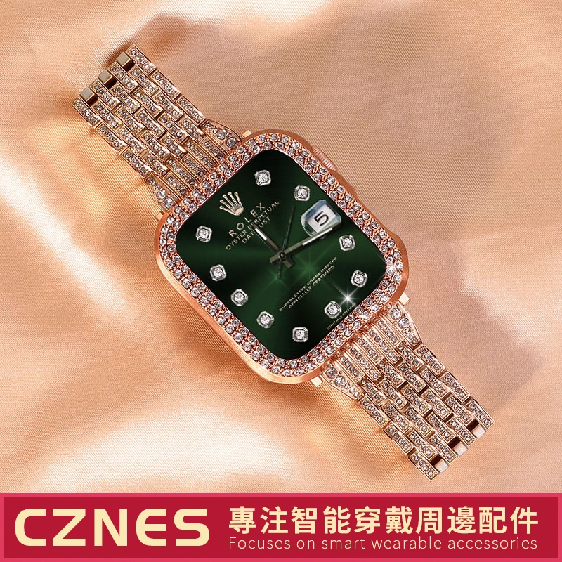 ♡Apple Watch 鑲鑽錶帶 iwatch8 S7 5 S6 SE 不鏽鋼錶帶  女士