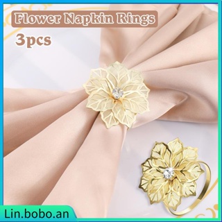 3 PCS Napkin Rings Hollow Out Floral Napkin Holder Serviette