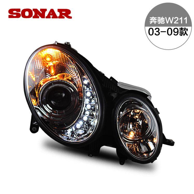 上新SONAR秀山 奔馳W211氙氣大燈 E級E240E200E280透鏡LED淚眼改裝限定