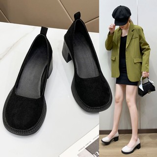 【Poetry】大碼女鞋41-43 粗跟鞋 瑪麗珍女鞋 新款粗跟中跟 圓頭牛津鞋 瑪麗珍單鞋女 春秋百搭小皮鞋 高跟鞋