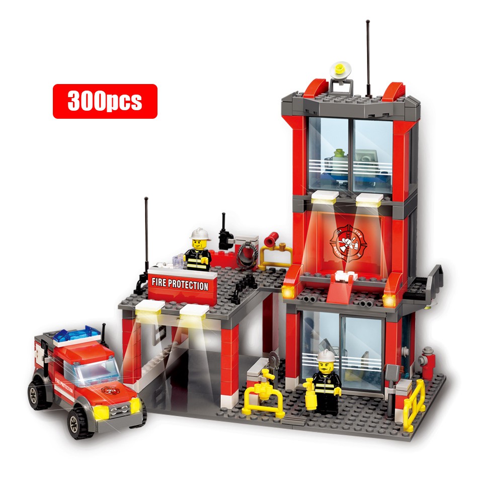 WW46.積木 消防系列 KY8052 消防車 300Pcs 兼容LEGO 通用積木 兒童益智DIY玩具 生日禮物