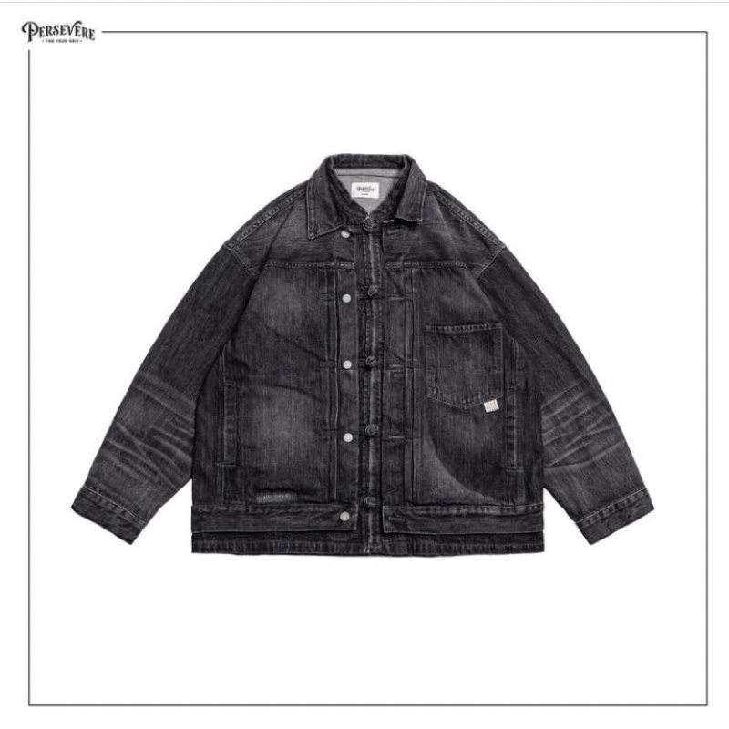 PERSEVERE HEAVY STONEWASHED SPLICED DENIM JACKET