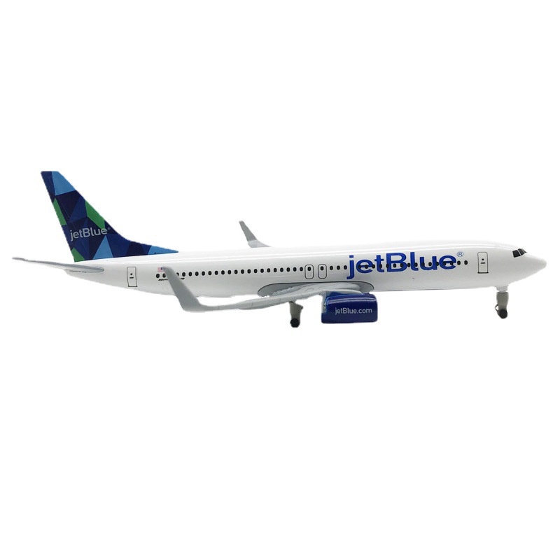 🔥門市現貨🔥20cm JetBlue Airways B737 仿真飛機模型合金帶輪靜態擺件模型飛機禮物