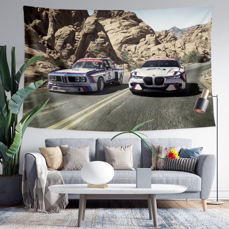 寶馬BMW 3.0 CSL復古賽車汽車餐廳旅店裝飾背景布海報掛布掛毯畫 可客製 超好看 熱賣