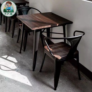 實木餐桌椅陽臺休閒桌椅商用餐廳咖啡廳桌椅餐桌組合餐飲桌子桌椅小戶型餐桌家用