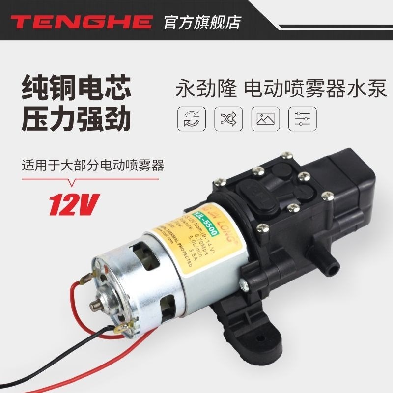 12V電動噴霧器水泵純銅電機自吸式隔膜泵2203/4200/5500型YJL配。