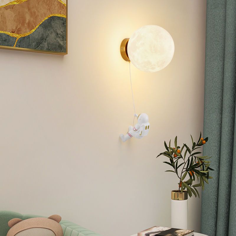 壁燈 壁燈創意個性網紅月球臥室床頭壁燈現代簡約卡通宇航員兒童房間燈
