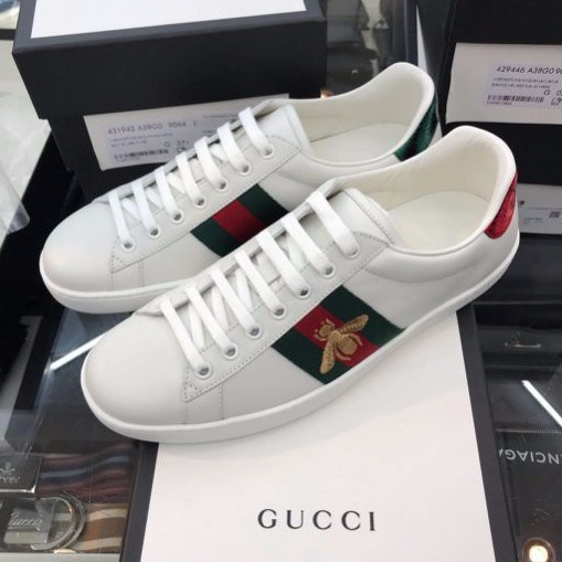 艾琳二手 GUCCI 431942 古馳 Ace小蜜蜂系列 女士 小白鞋 刺繡運動鞋 有現貨