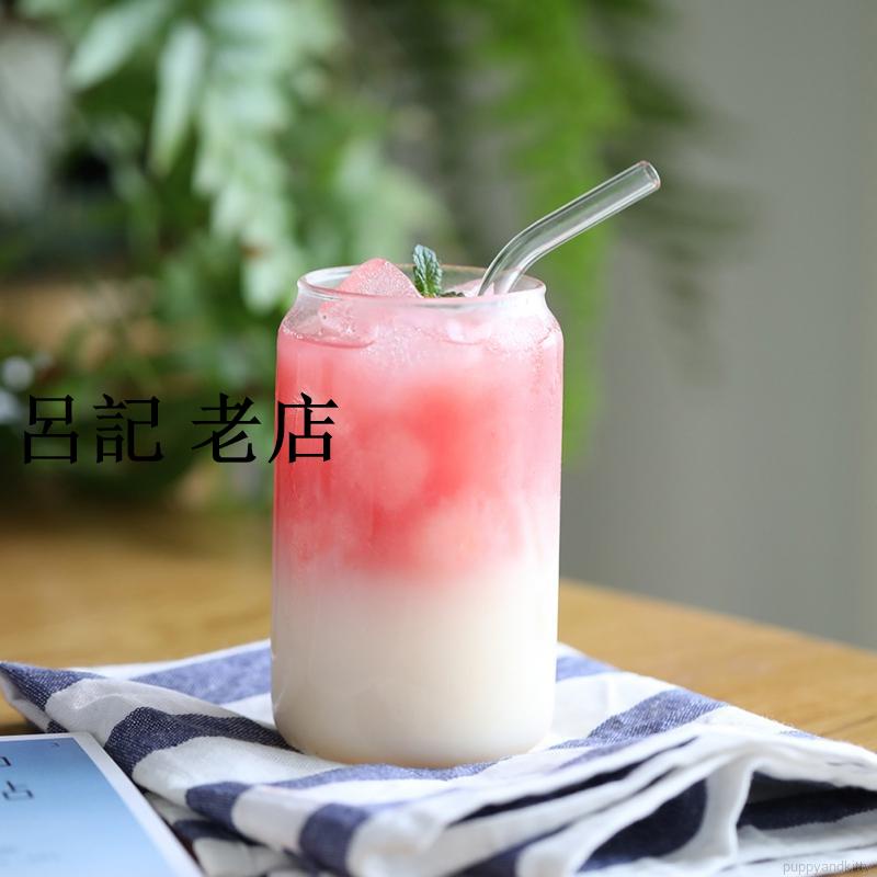 北歐創意可樂罐玻璃杯 冰凍汽水杯 牛奶果茶飲料杯 果汁啤酒杯 雞尾酒杯子 早餐耐熱玻璃杯 透明