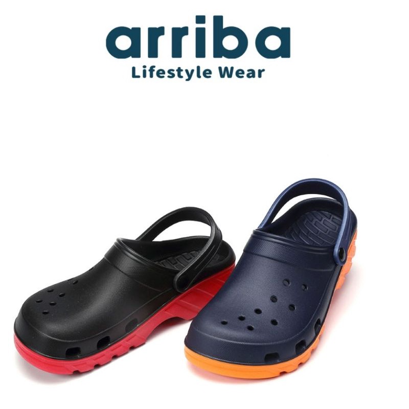 ARRIBA 台灣製造 愛樂跑男女鞋 布希鞋 情侶鞋 防水涼拖鞋 藍色 黑色 61515