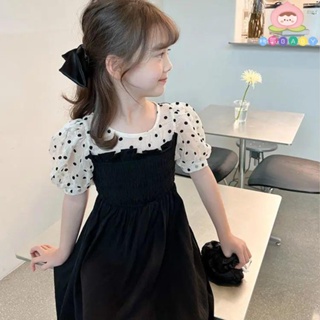 🎏桃氣BABY🍑 女童連衣裙夏裝2022新款韓版兒童洋氣時髦小女孩短袖假兩件公主裙