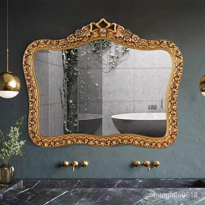 【熱銷】複古皇冠款歐式浴室鏡臥室梳妝台化妝鏡客廳玄關裝飾鏡衛生間鏡子