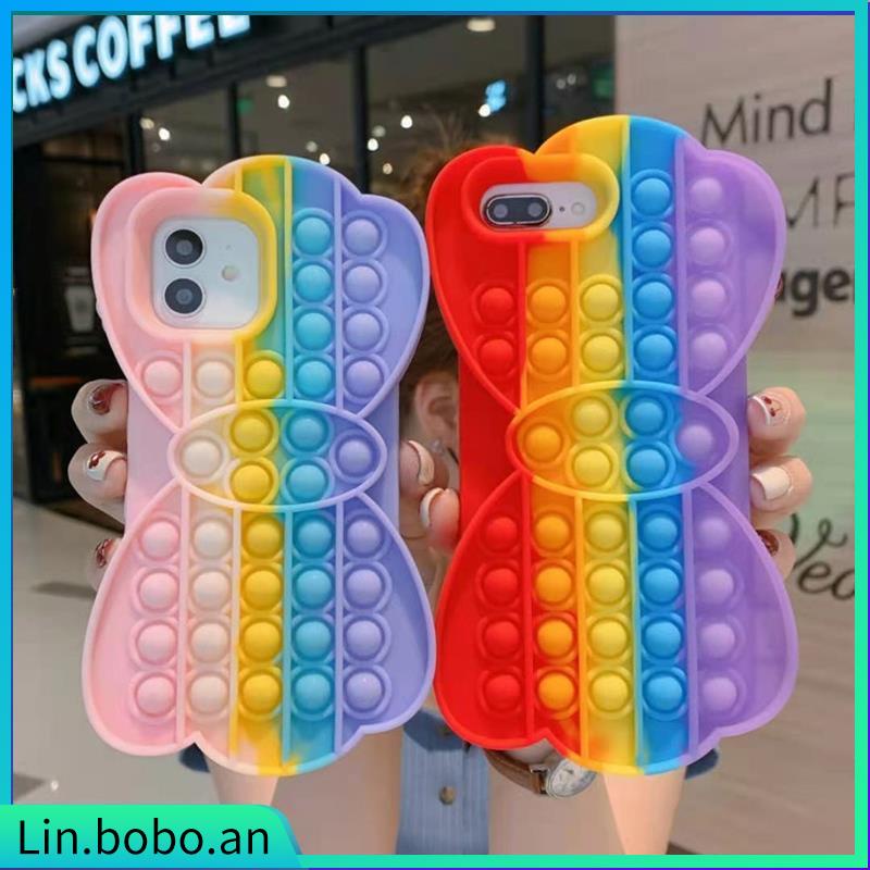 Pop It Fidget Silicone Phone Case Rainbow Color for IPhone 6