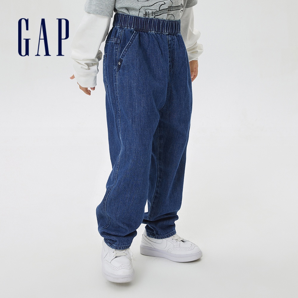Gap 男童裝 棉麻混紡輕薄透氣牛仔褲 輕透氣系列-藍色(602171)