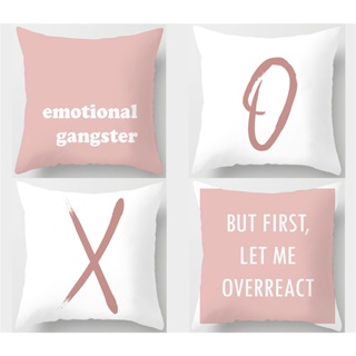 粉色白色簡約字母抱枕套50×50.60×60,45×45.40×40.家用沙發客廳裝飾靠墊套,可愛枕頭套