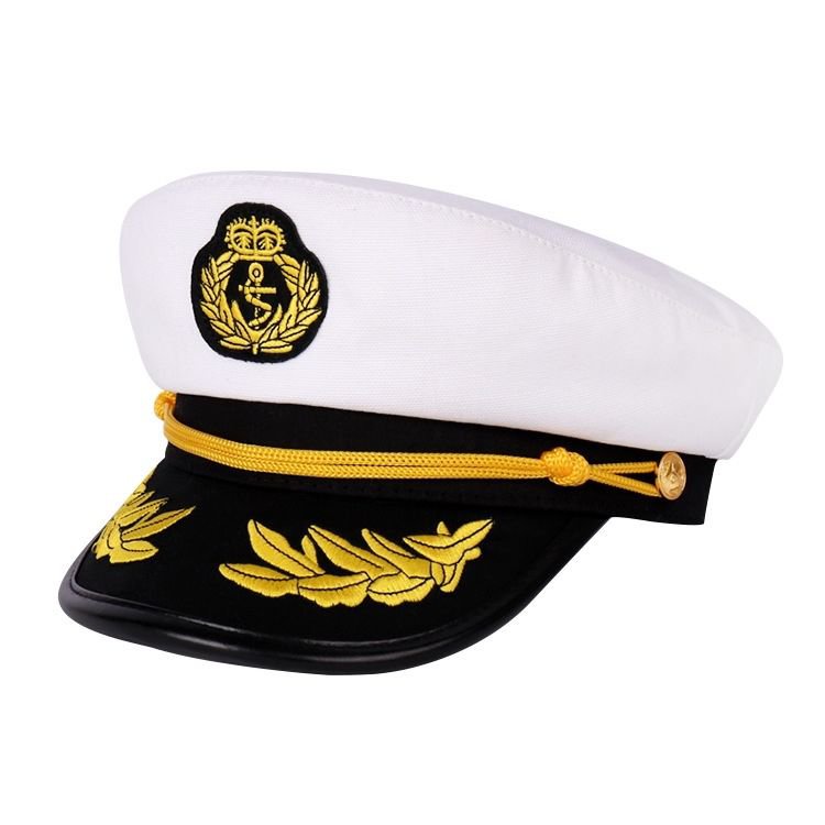 優選好貨 全棉海軍平頂帽錶演水兵舞白色經典飛行機長帽男女兒童水手船長帽 4VNQ
