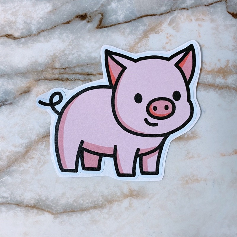 💜單張‼️粉色 小豬💜防水貼紙 手繪 豬 行李箱貼紙 安全帽 筆電貼紙 潮流貼紙 貼紙