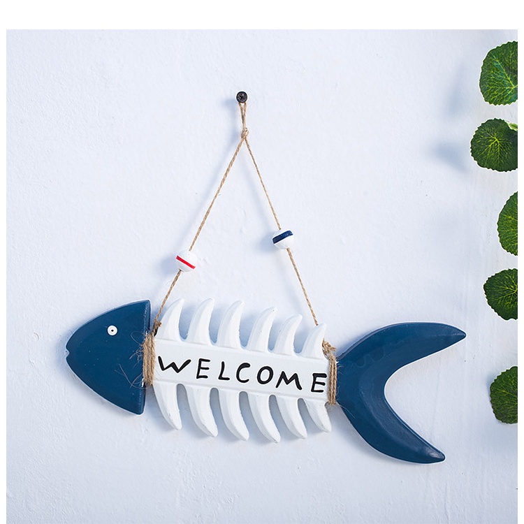 【海地】包郵地中海創意魚骨指示牌歡迎光臨掛牌個性歡迎牌門店歡迎牌吊飾
