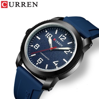 Curren原創品牌男士手錶時尚簡約創意運動商務模擬矽膠錶帶防水8454 X