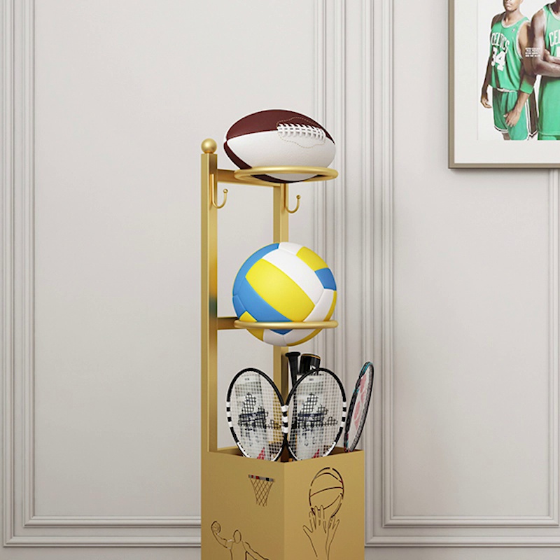 原創籃球足球收納架框靠墻家用兒童運動器材置物架乒乓球拍擺放球架子限定