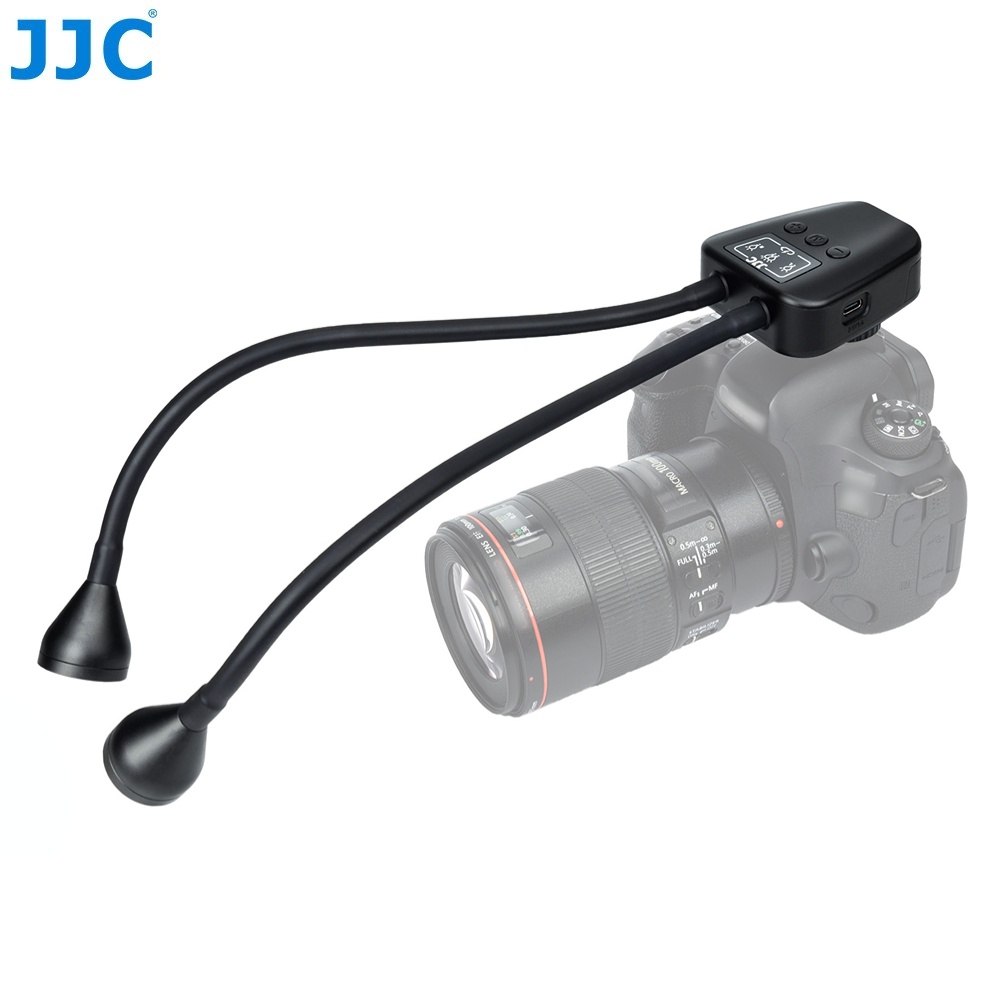 JJC 微距拍攝補光燈 雙側十檔亮度獨立調節 Type-C充電熱靴安裝 可調整軟管冷光科技5600K色溫LED燈